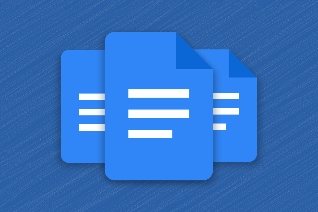 three-google-docs-logo-on-a-blue-background - Online Tech Tips Three overlapping Google Docs logo on a blue background